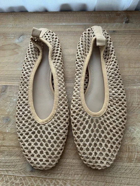 H&M Braided Ballet Flats In Beige Size 38 Woven Mesh New - Picture 2 of 7